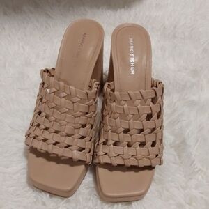 Marc Fisher Beige Woven Mules